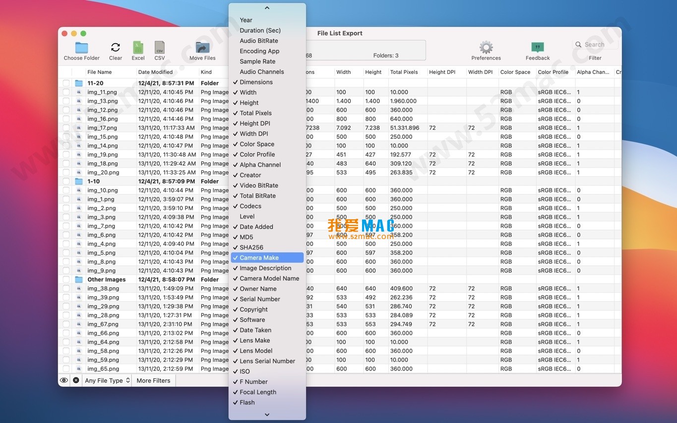 File List Export for Mac v2.6.3 文件元数据导出工具 破解版下载