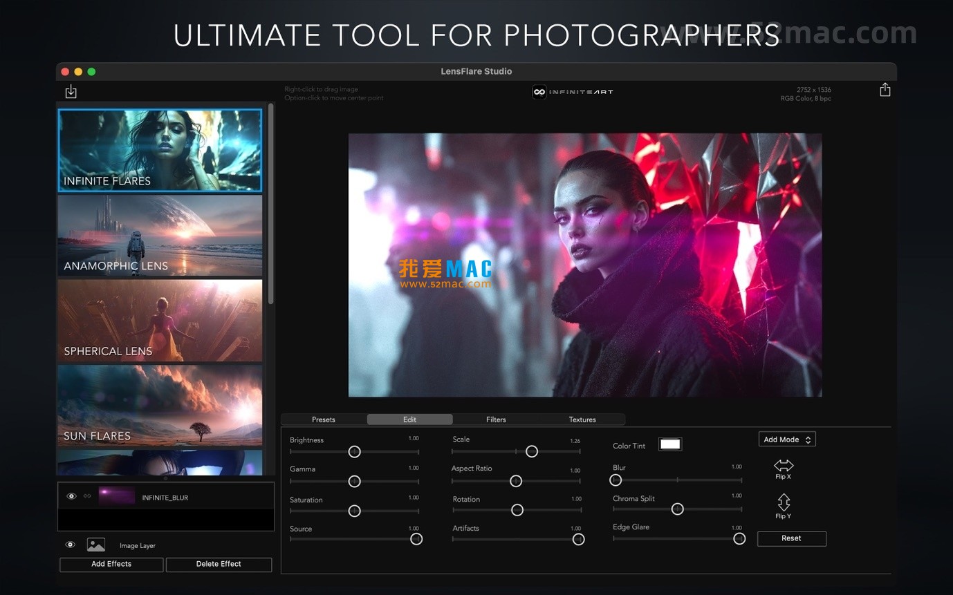LensFlare Studio 2 for Mac v1.0 镜头光晕光学效果 破解版下载